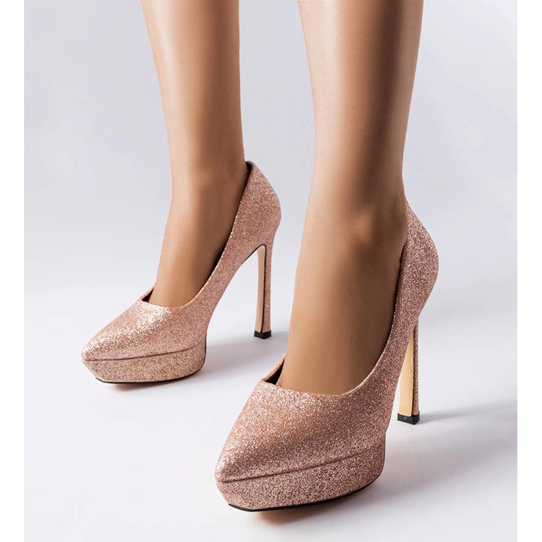 Beiga glitterpumps från Proulx beige 1