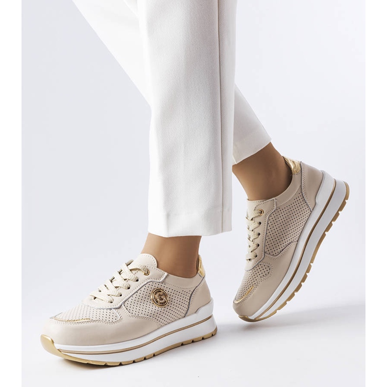 Beiga genombrutna läderskor från Talbot beige 2