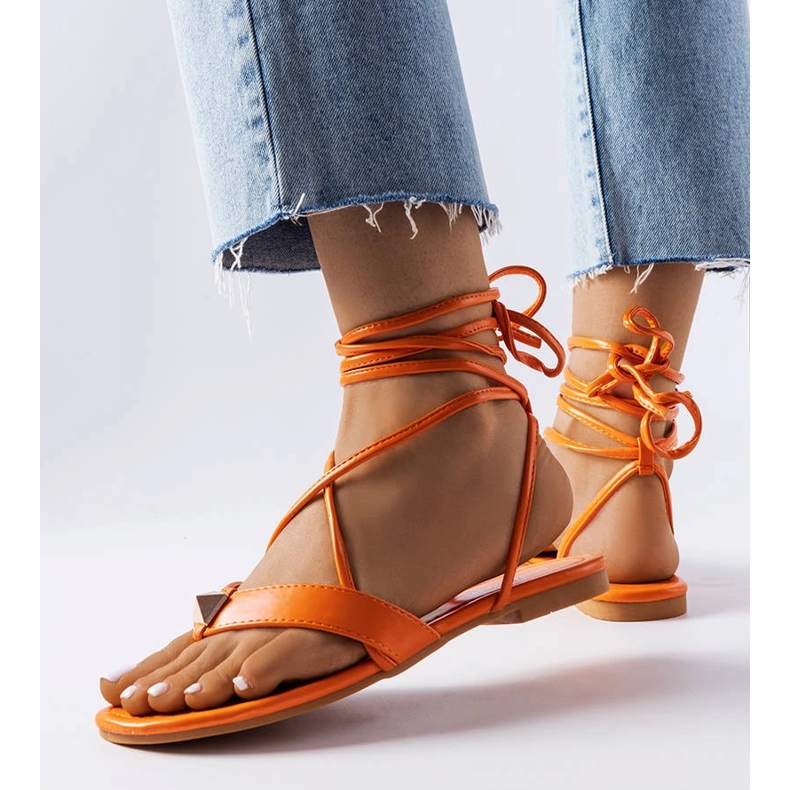 Orange sandaler med snörning från Marleau 1