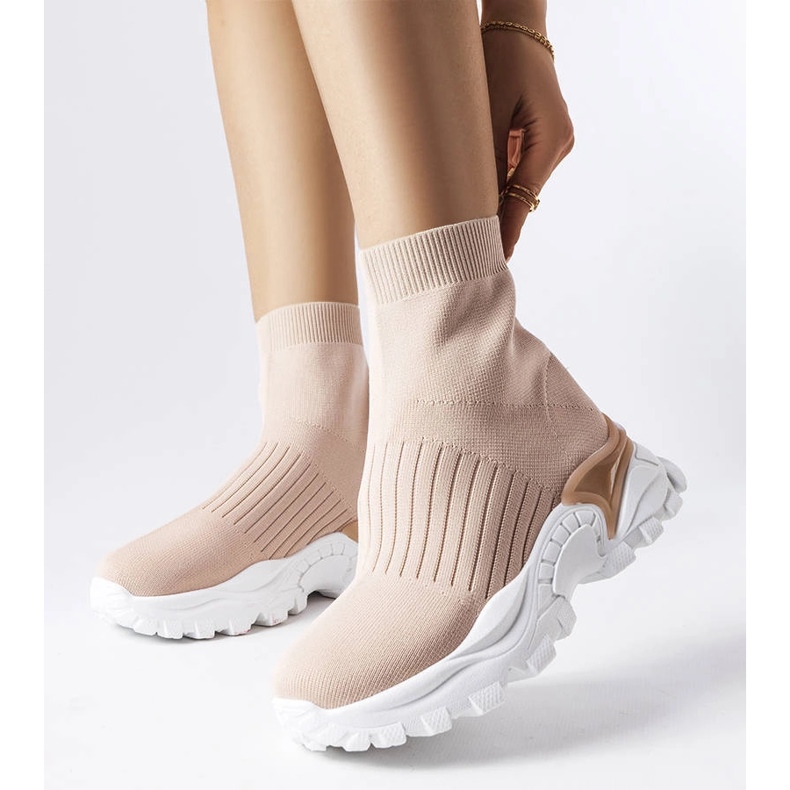 Beige sneakers med elastisk ovandel från Antonio 1