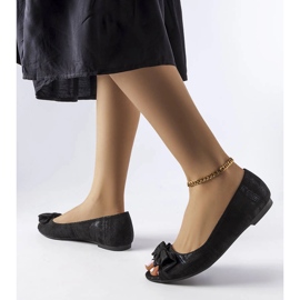 Svarta metallic ballerinor med rosett från Hawk 1