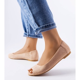 Beiga genombrutna ballerinor från Agate beige 1