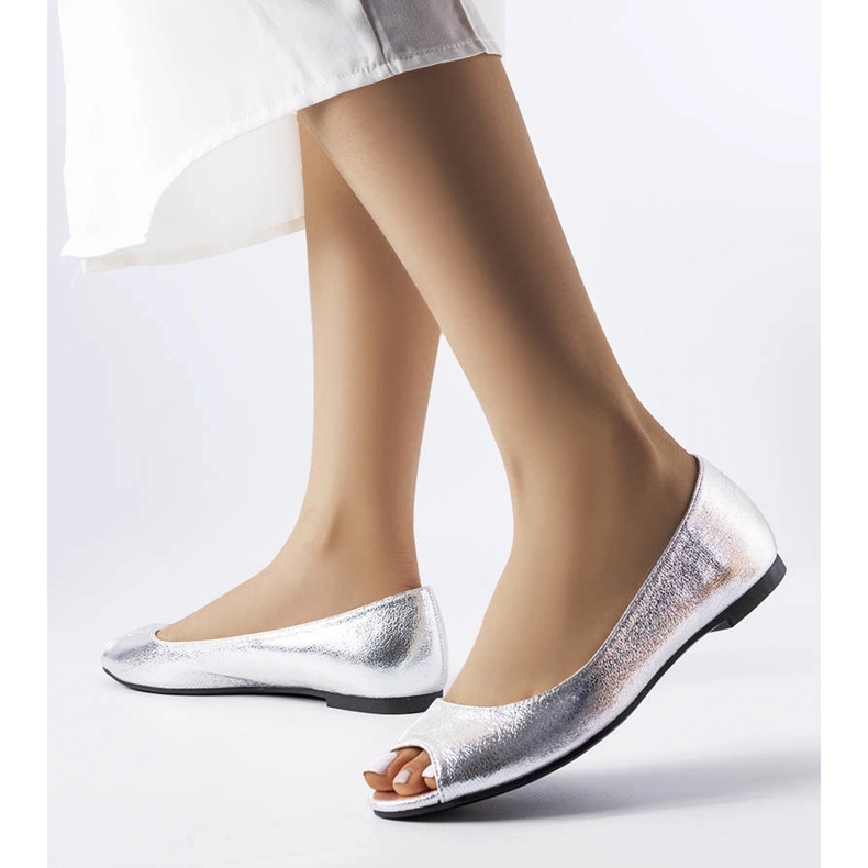 Silvermetallic ballerinor från Trieux 1