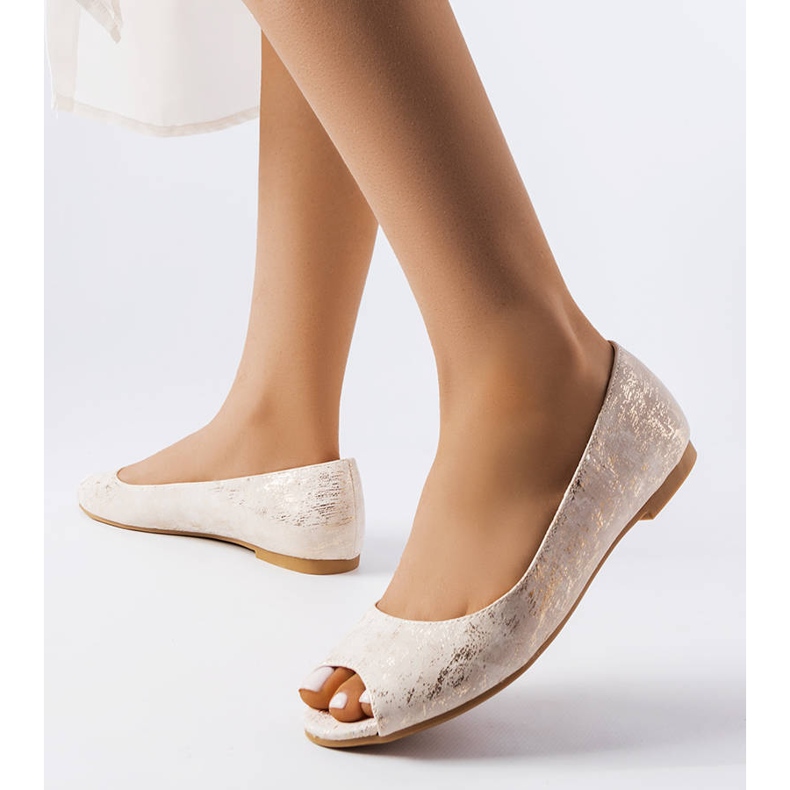 Ballerinor med öppen tå i guld från Lesage gyllene 1