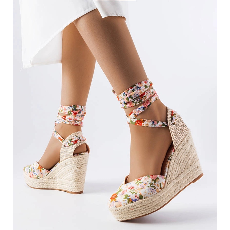 Larivière blommiga espadrillor beige 1
