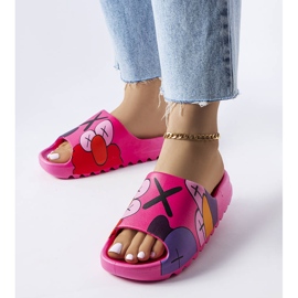 Mörkrosa flip flops med tryck 1