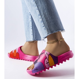 Mörkrosa flip flops med tryck 2