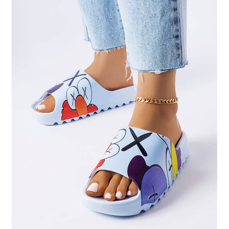 BM Blå flip flops med tryck 1