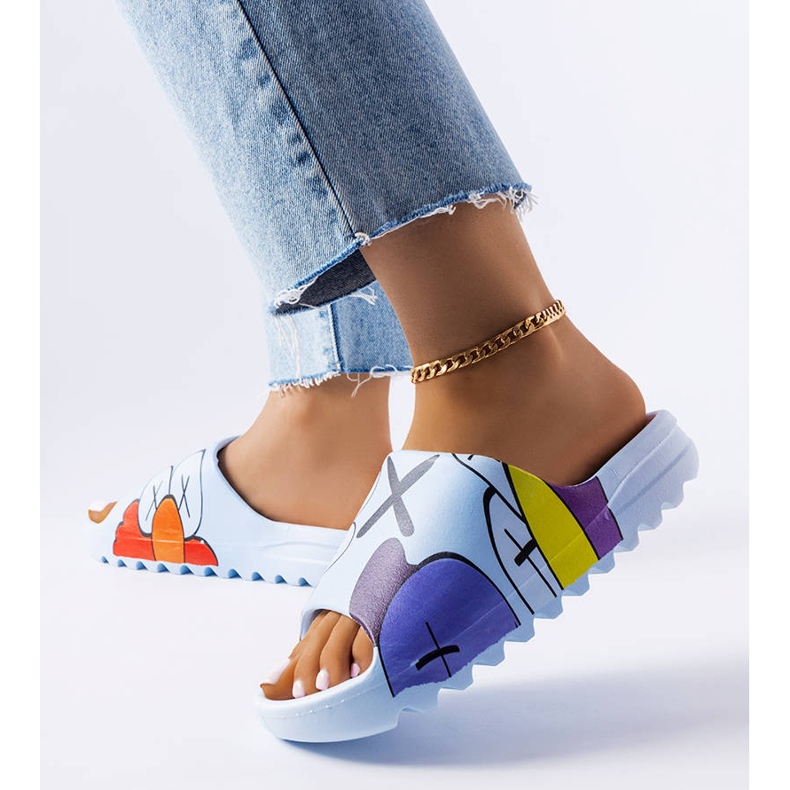 BM Blå flip flops med tryck 2