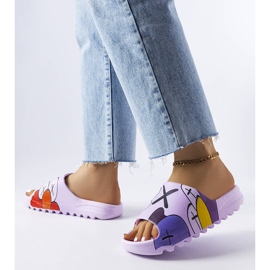 Lila tofflor med tryck violett 2