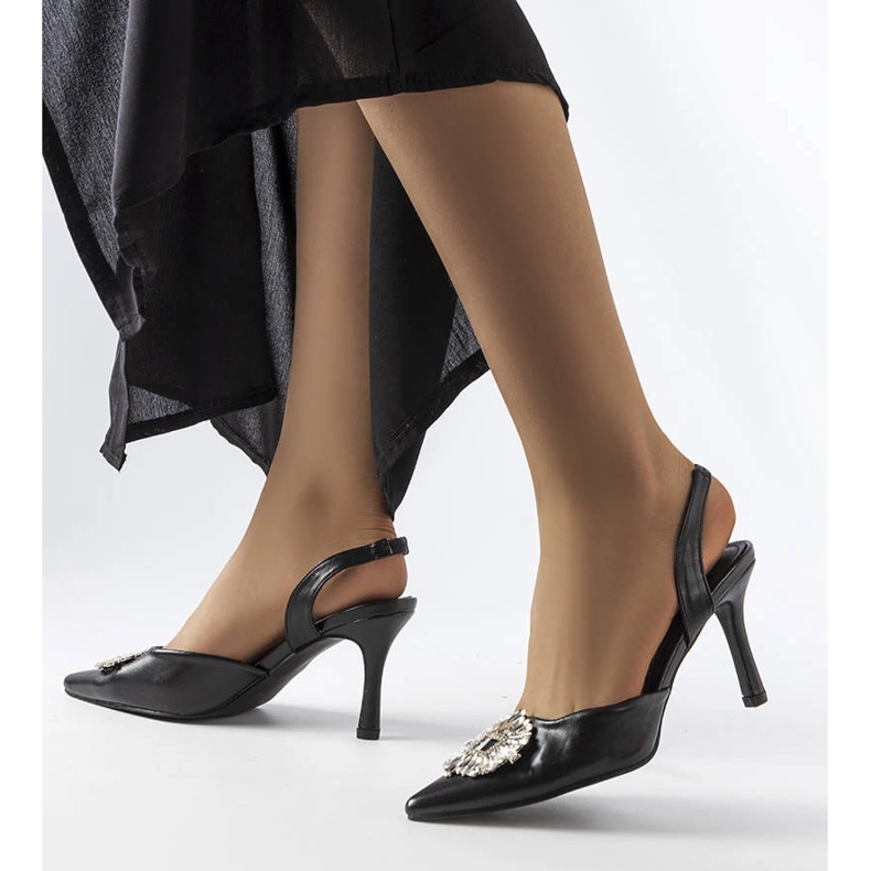 Moïse pumps i svart strass 1
