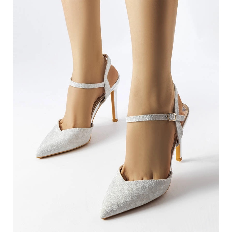 Gallia silver glänsande klackar silver- 1