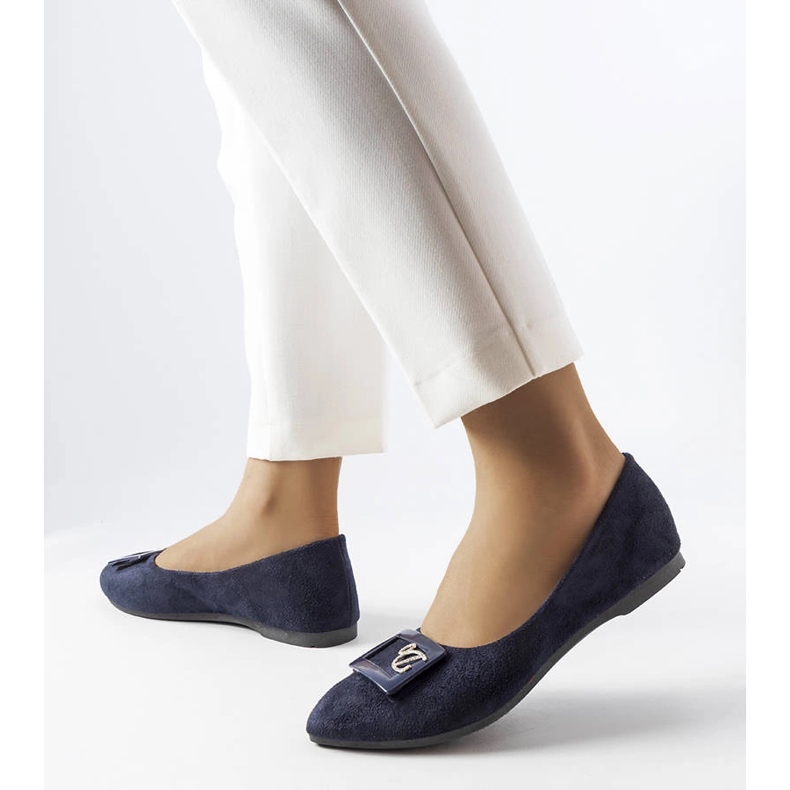 Marinblå ballerinor med strass från Fleming 1