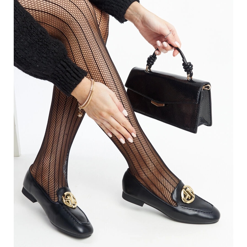 Svarta loafers med gulddekor från Bergeron 1