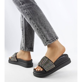 Svarta sandaler på plattform med cubic zirconias från Franet 1