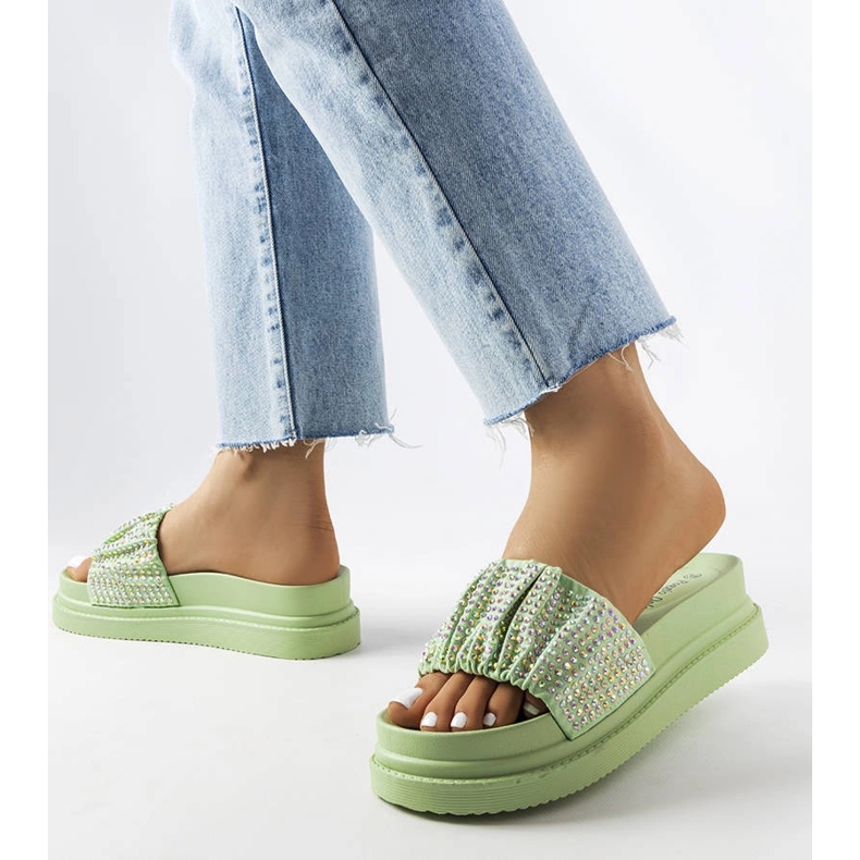 Gröna sandaler med cubic zirconia från Franet 1