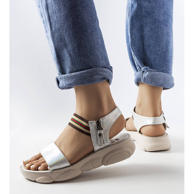 Silver metallic sport sandaler från Parsip silver- 1