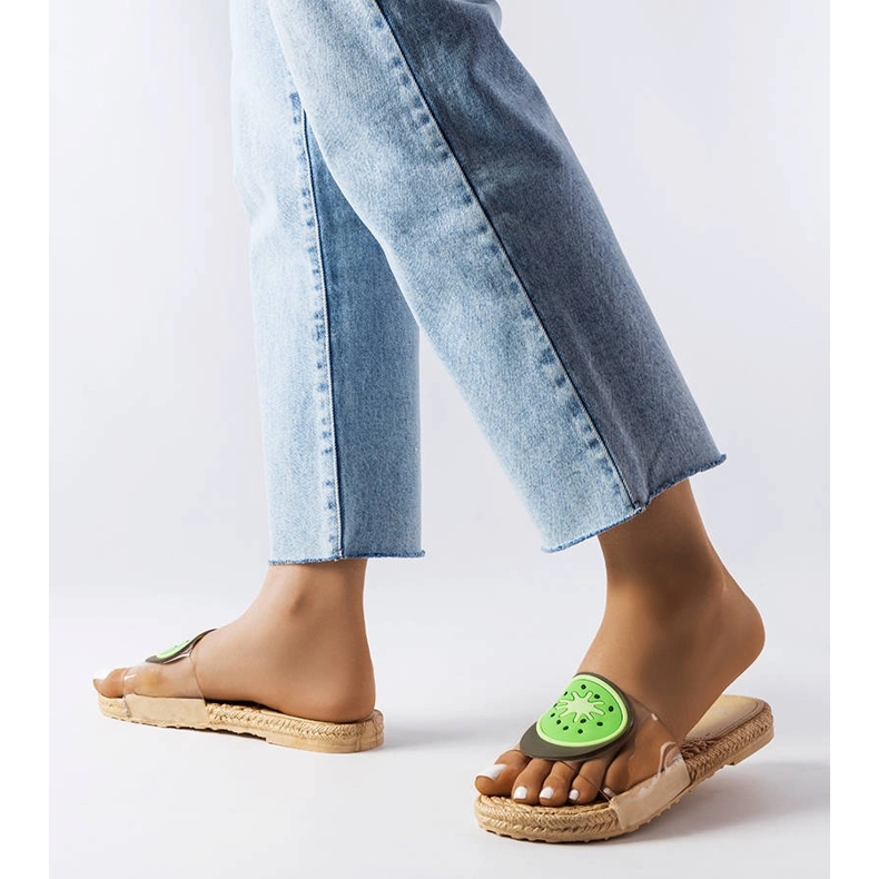 Transparenta tofflor med Foddie dekoration beige 2