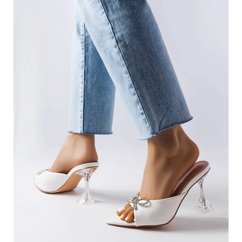 Cadenilla vita strass sandaler med hög klack 1