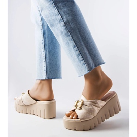 Laura guld wedge tofflor för kvinnor gyllene 2