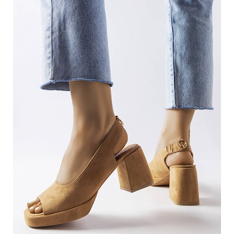 Karino velourblocksandaler beige 2