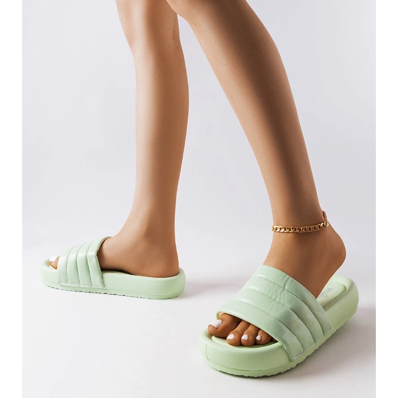 Inna Gröna tofflor dekorerade med Dorene quiltning 2