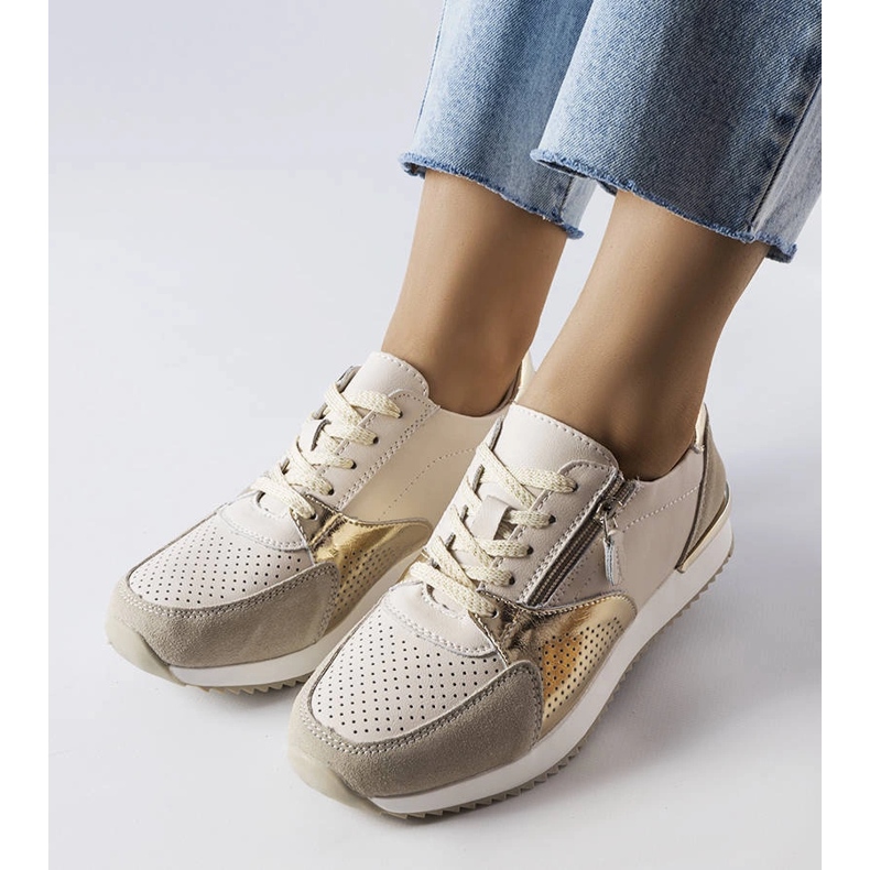 Goodin Beige genombrutna läderskor från Galileo 1