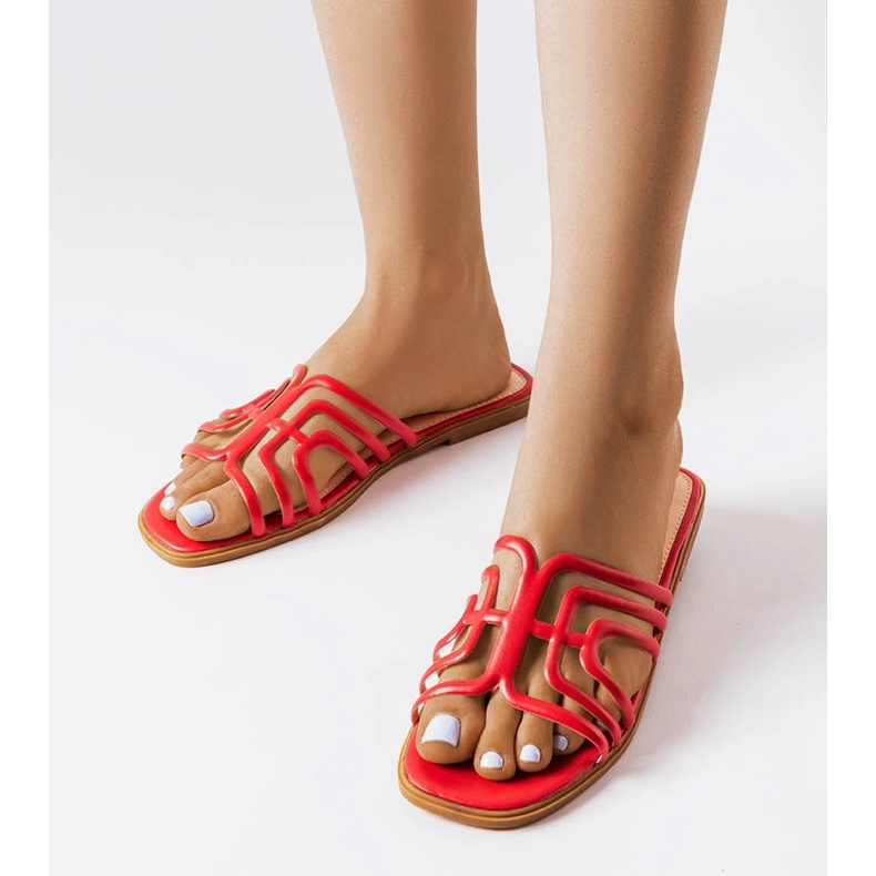 Röda Gandy-tofflor för kvinnor 1