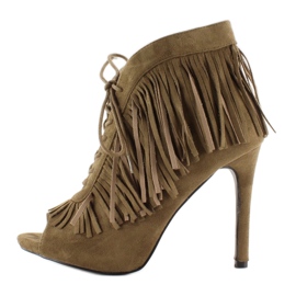 Öppna stövlar med snörning, boho stil 11015 Grön 2