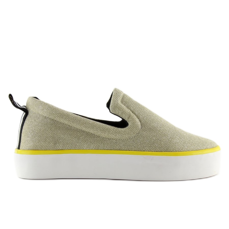 Skimrande slip-on med W-3004 Gold hälrem gyllene 1