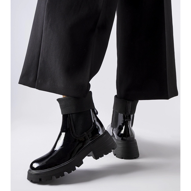 Breolungi svarta slip-on arbetarstövlar 1