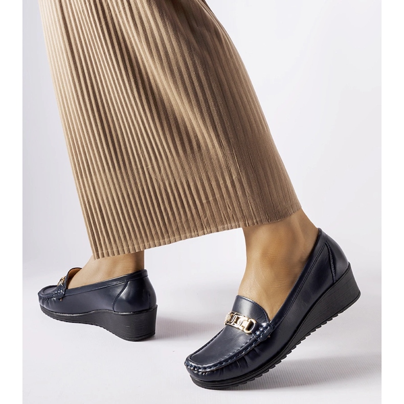 Marinblå loafers med spänne från Lerino 1