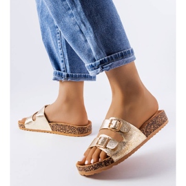 Guldflipflops med Cincinna korksula gyllene 2