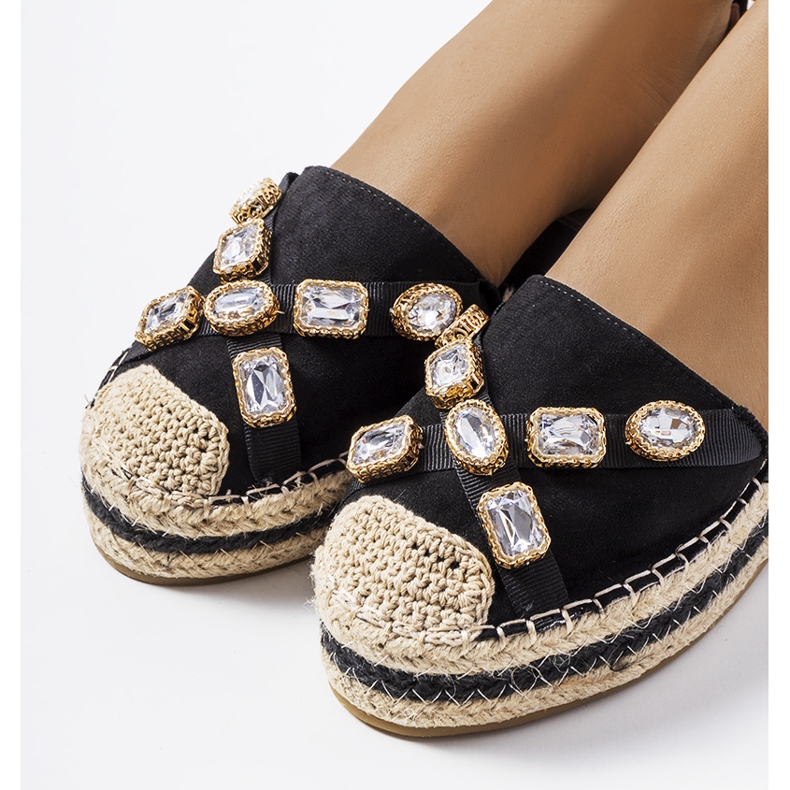 Svarta espadrillor med Taimi cubic zirconia 2