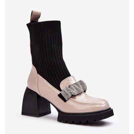 Damstövlar med strumpa Höga klackar Beige S.Barski MR870-41 1