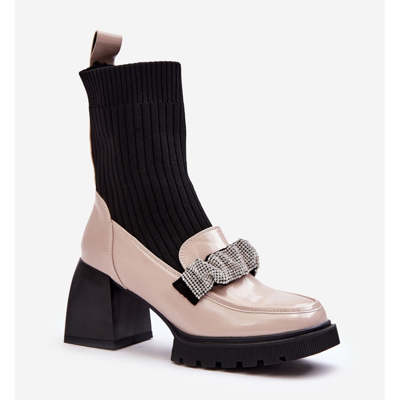 Damstövlar med strumpa Höga klackar Beige S.Barski MR870-41 1