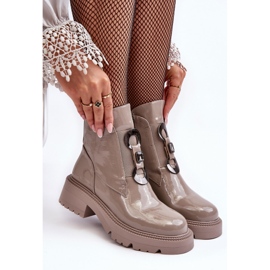 Patent damstövlar med dekoration Beige S.Barski MR870-53 2