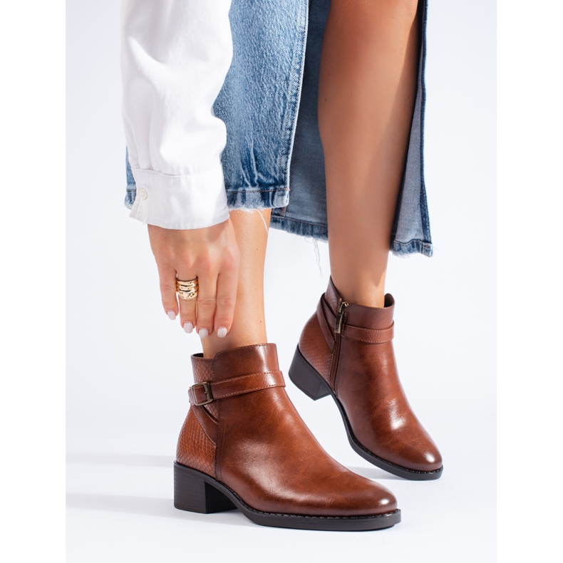 W. Potocki Potocki svarta högklackade ankelstövlar för kvinnor brun 1