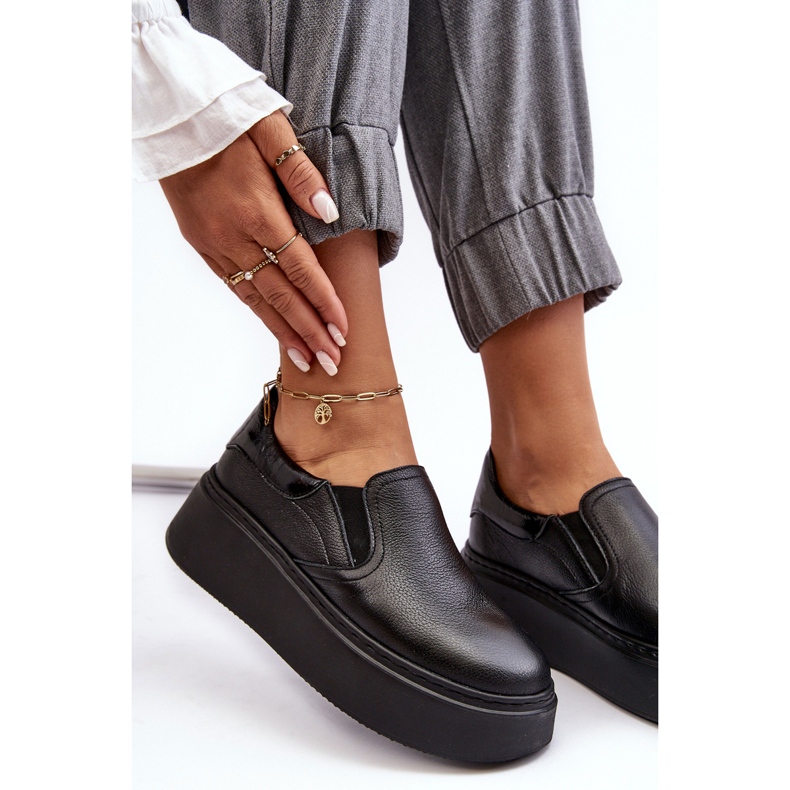 Lemar Manish Lemar Sportskor i läder för kvinnor på plattformen svart 1