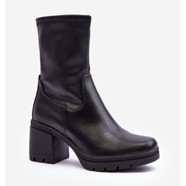 Sergio Leone Ankelstövlar i läder för kvinnor med tjocka klackar, svart fllavie 1