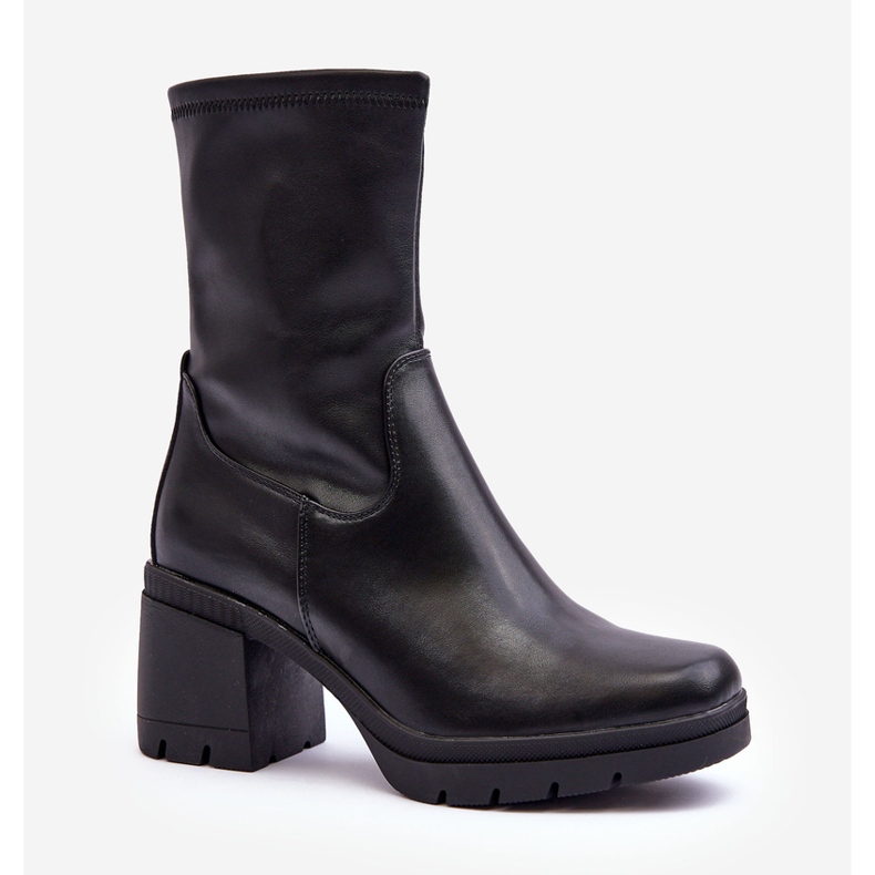 Sergio Leone Ankelstövlar i läder för kvinnor med tjocka klackar, svart fllavie 1