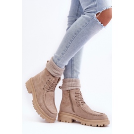 Beige Apolosi Damstövlar med dragkedja 3