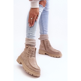 Beige Apolosi Damstövlar med dragkedja 4