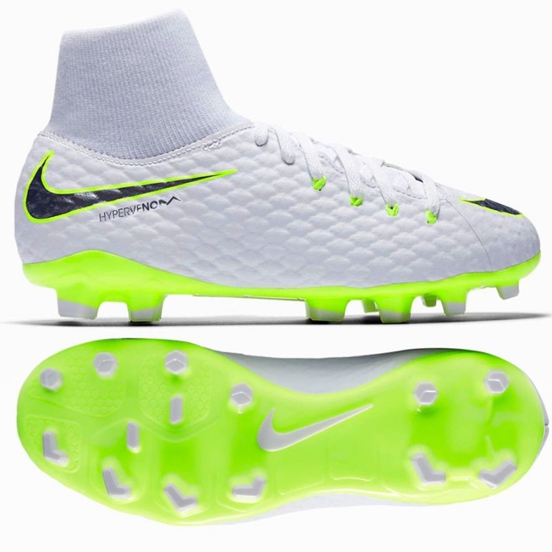 Nike hypervenom Phantom 3 Academy Df Fg Jr AH7287-107 fotbollsskor vit vit 1