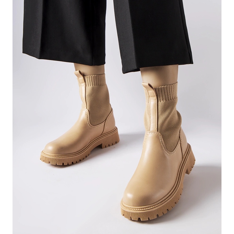 Beige stövlar i ekomocka Big Star MM274542 1