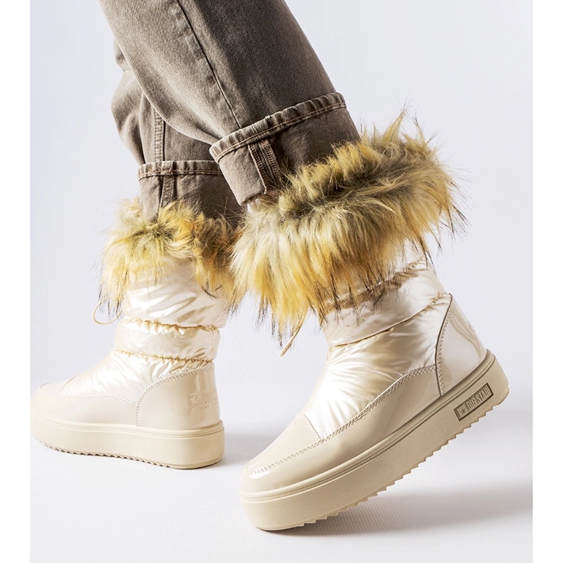 Big Star Beige isolerade snöstövlar med päls MM274380 1