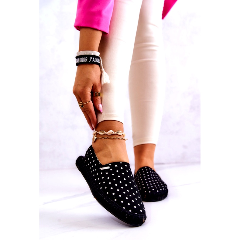 Damer Big Star Polka Dot Espadrilles JJ274867 Svart 1