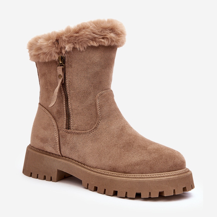 PE1 Ankelstövlar i mocka dam med päls, Beige Hasiva 1