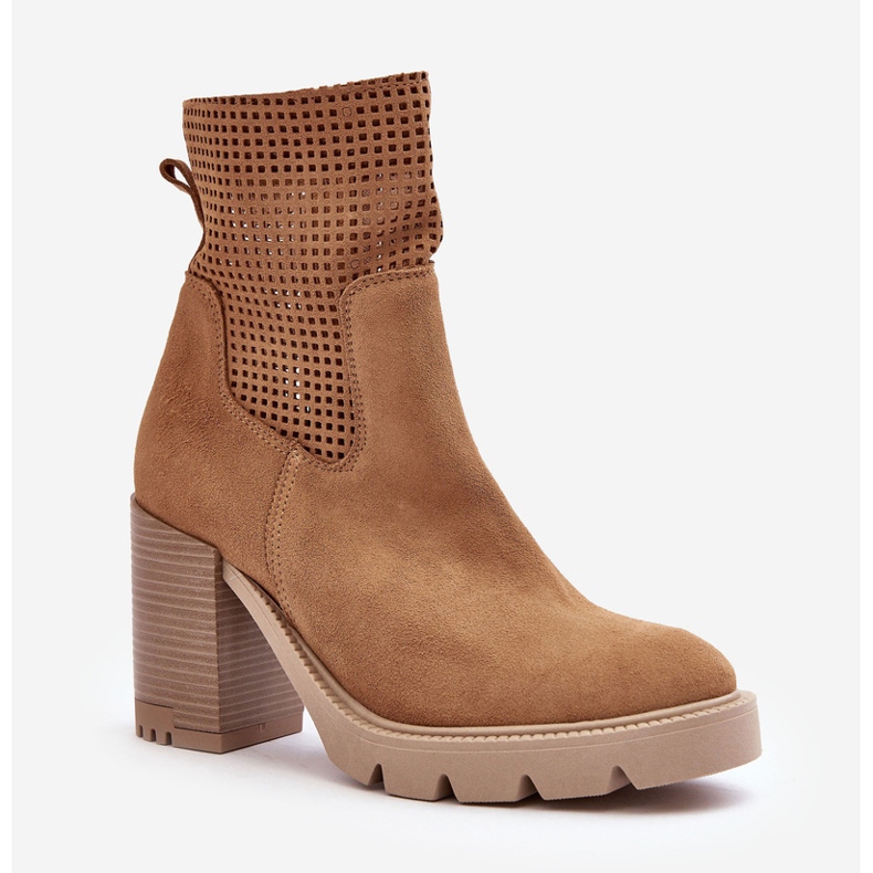 Lewski Shoes Mocka genombrutna ankelstövlar dam Camel Lewski 3386 beige 1