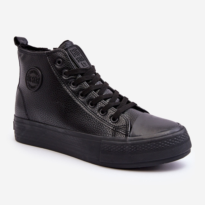 Isolerade high-top sneakers för män med dragkedja Black Big Star svart 1